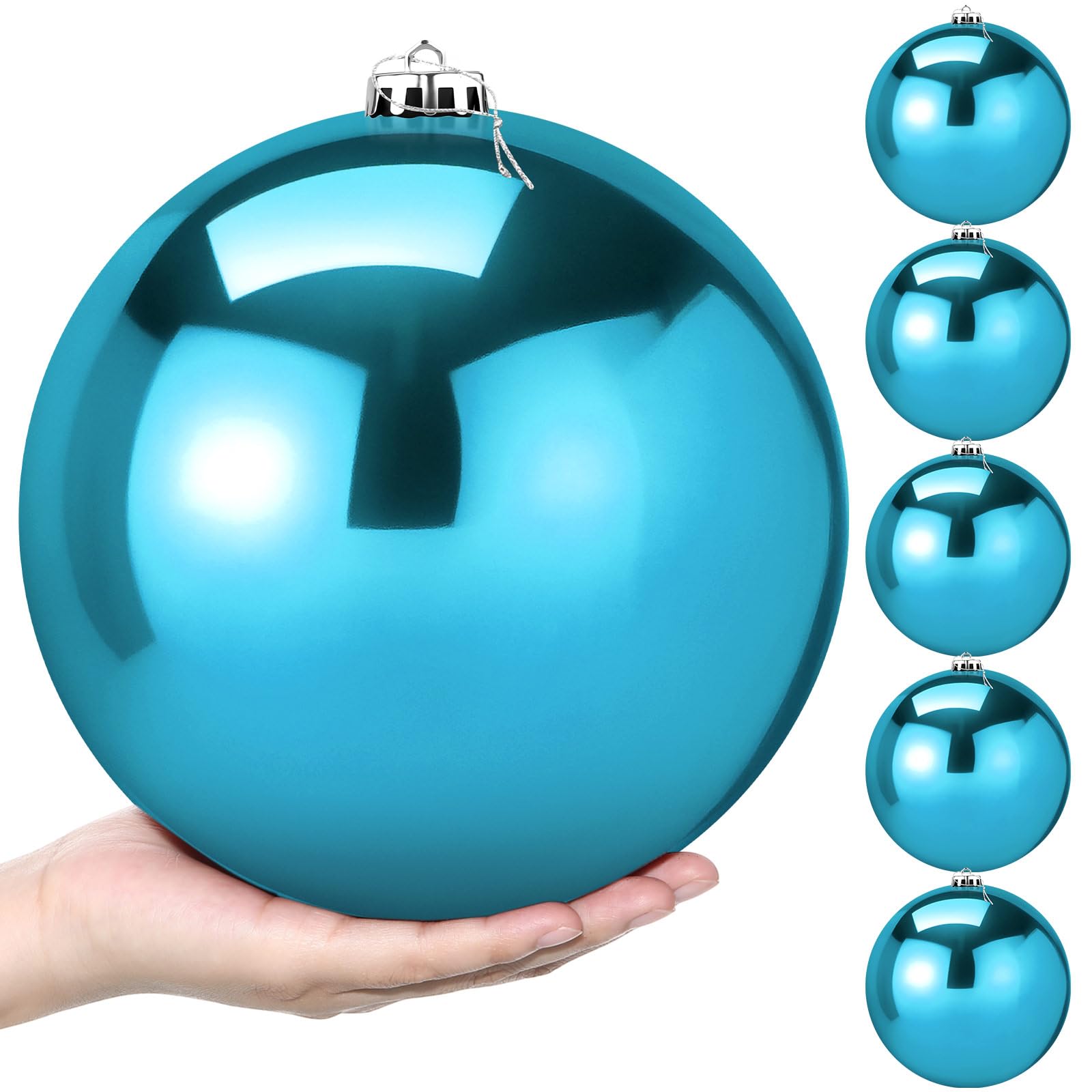 Photo 1 of Zubebe 6 Pcs 8" Extra Large Outdoors Christmas Balls Ornaments Jumbo Oversized Christmas Tree Decorations Giant Hanging Xmas Plastic Balls Ornaments for Lawn Yard Decoration(Ice Blue)