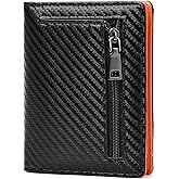 GAEKEAO Mens Wallet Slim Bifold RFID Blocking Thin Credit Card Holder Genuine Leather Minimalist Front Pocket Wallets for Men with Zipper Coin Pocket