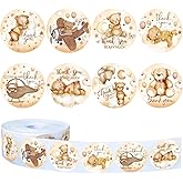 Whaline 1000Pcs Bear Baby Shower Stickers Thank You Beary Much Stickers Bear Mini Candy Wrappers Chocolate Drop Labels for Baby Shower Birthday Weeding Gender Reveal Party Favors