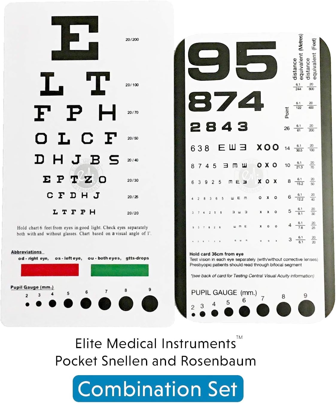 Amazon Com Emi Rosenbaum And Snellen Pocket Eye Charts 2 Pack
