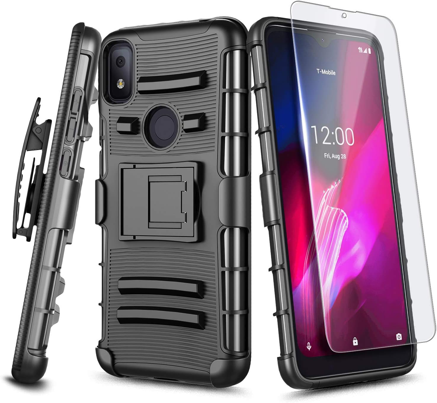 Save 50 75 Off E Began T Mobile Revvl 4 Case With Tempered Glass Screen Protector Belt Clip Holster Kickstand Heavy Duty Armor Defender Shockproof Rugged Phone Case Black Electronics General High Quality Maximareview Com
