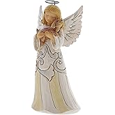 Jim Shore Heartwood Creek White Woodland Farmhouse Angel with Dog Figurine, 5.2 Inch, Multicolor