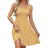 QACOHU Summer Dresses for Women 2026 Square Neck Sleeveless Sundress Casual Pocket A-Line Midi Dress