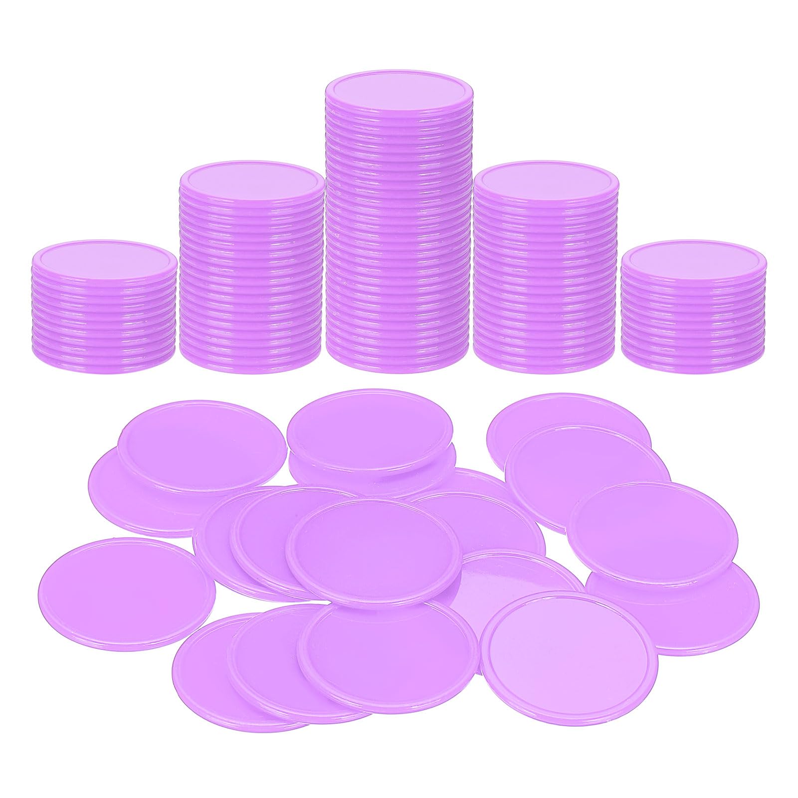 sourcing map 100Pcs Plastic Poker Chips, 1.5 Inch Learning Counters Counting Counters Disks Markers Opaque Game Tokens for Game Play Math Counting, Light Purple