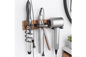 Tindbea Hair Dryer Holder Curling Iron Holder Flat Iron, Blow Dryer Holder Wall Mount, Bathroom Hair Tool Organizer Rack for 