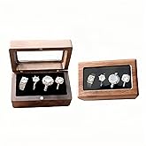 RUOMOODDZ Walnut Wood Ring Box 4 Slot Glass Lid,Wedding Ceremony Ring Bearer Box with Clear Transparent Lid, Proposal Engagement Storage for many Rings, Unique Ring Gift Box for Her, four Slots