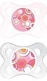 MAM Trends Silicone Orthodontic Pacifier, Girl, 0-6 Months, 2-Count