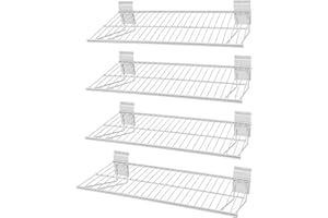 PYBTOOL 24Inch Slatwall Shelves Warm White, Slatwall Accessories, Slat Wall Wire Shelf, Heavy Duty Gargage Storage Slat Wall Haning Shelf (4)