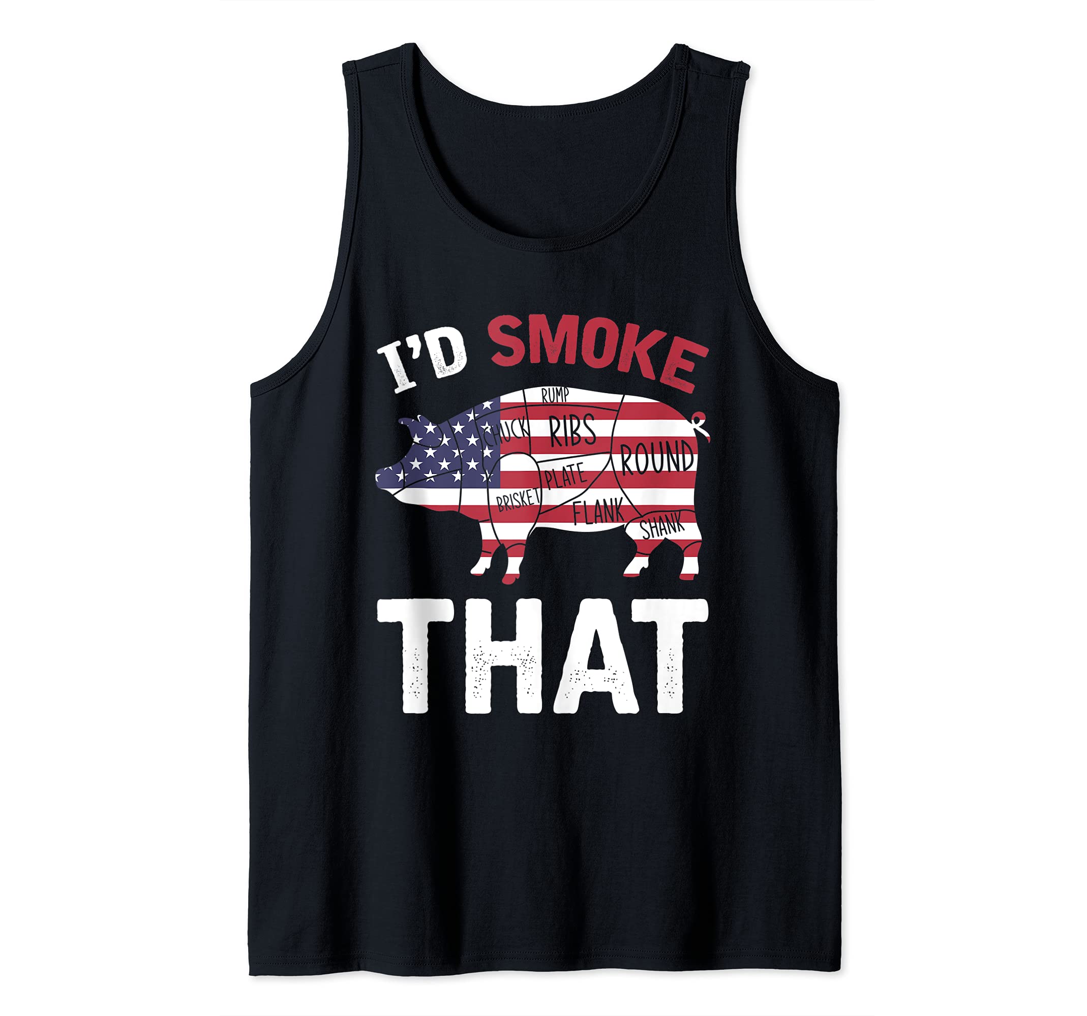 BBQ Grilled Meat Pork US Flag Id Smoke That Funny Barbecue Tank Top