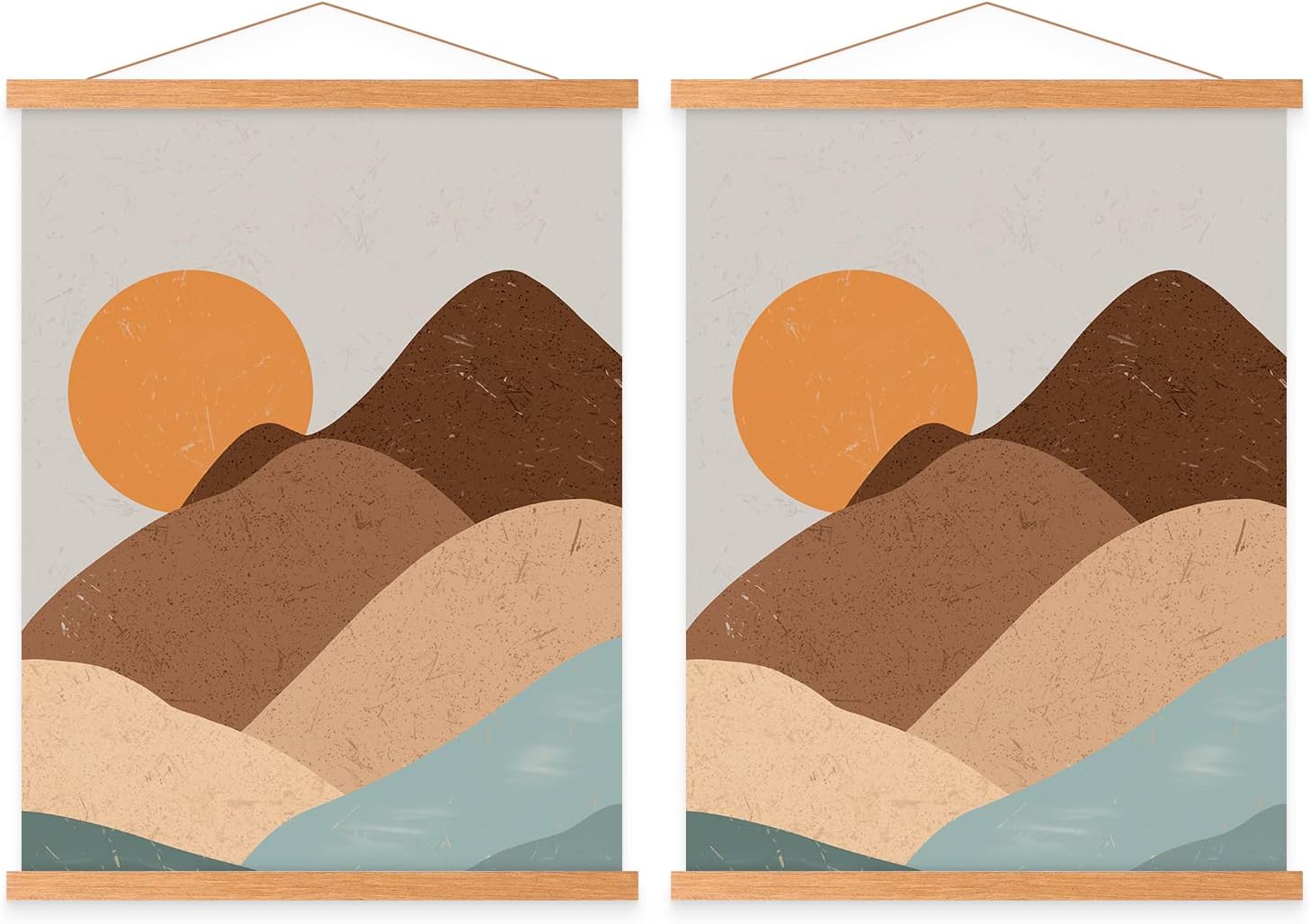 Wall Décor - Benjia Magnetic Poster Hanger, 12x18 12x16 12x24 Poster Frame Wood Wooden Magnet Print Posters Dowel Scroll Hanger Hangers Hanging Kit for Walls Map Canvas Artwork (Teak Wood, 12