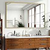 HARRITPURE 48"x30" Bathroom Mirror for Wall, Large Gold Framed Rectangle Mirror Aluminum Alloy Frame Wall-Mounted Horizontally/Vertically for Entryway/Bedroom/Vanity