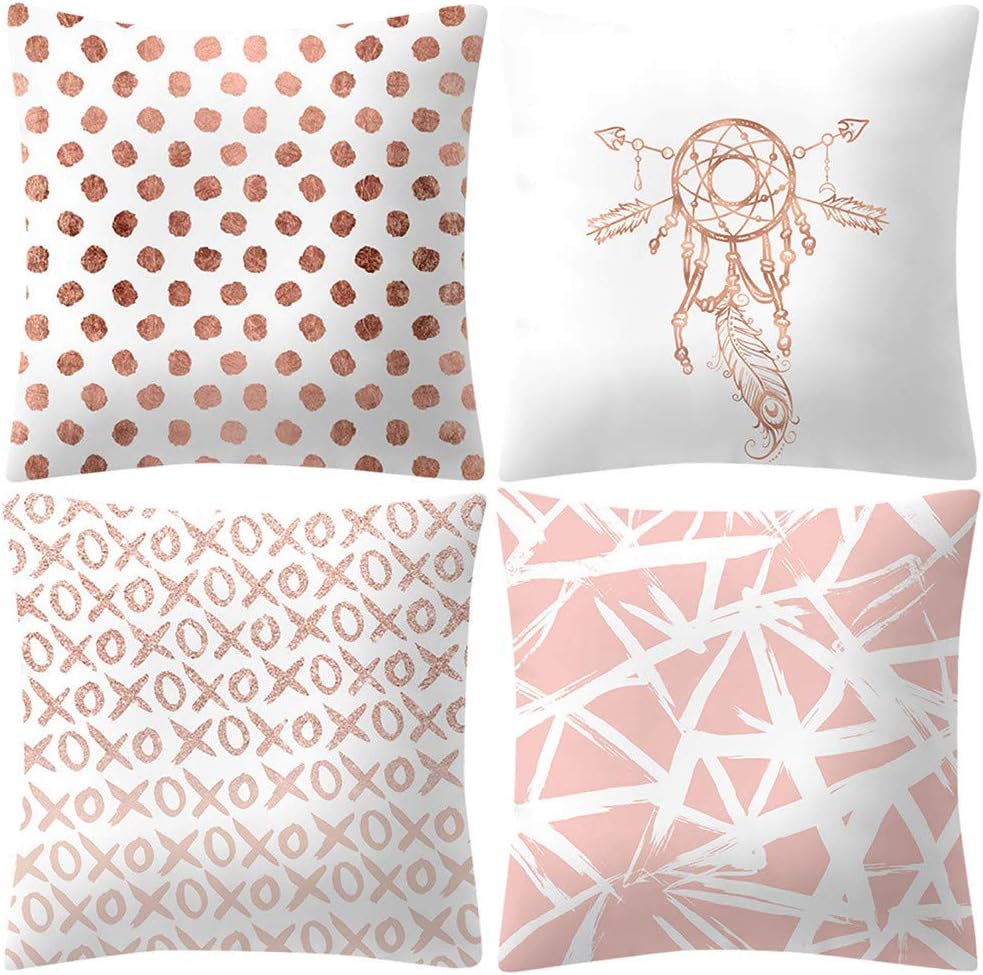 Oksea Set of 4 Pcs Cushion Covers 45cm x 45cm/18x18 Inches, Pillow Cases Square Cashmere Sofa Waist Chair Home Office Bar Car Decor Decorative Throw Pillowcase Protectors with Zipper (H)
