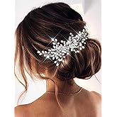 Catery Rhinestones Bridal Hair Comb - Silver Side Wedding Hair Accessory with Beads for Brides, Women, and Girls (A silver)
