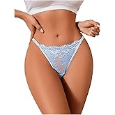 Milumia Women Cheeky Sexy Lace Thongs Panties Low Rise G-String Underwear