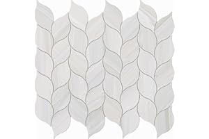 Tilingview 10-Sheet Peel and Stick Backsplash Tile for Kitchen, Self-Adhesive Mosaic Glossy Leaf Stick on Wall Tile with Gaps (Leaf Beige)