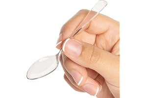 LSR LORESO Loreso Plastic 50CT Mini Clear Dessert Spoons For Miniature Dessert Cups, Tasting Party, Sampling, Ice Cream, Small Catering Supplies - Reusable BPA Free Pack of 50