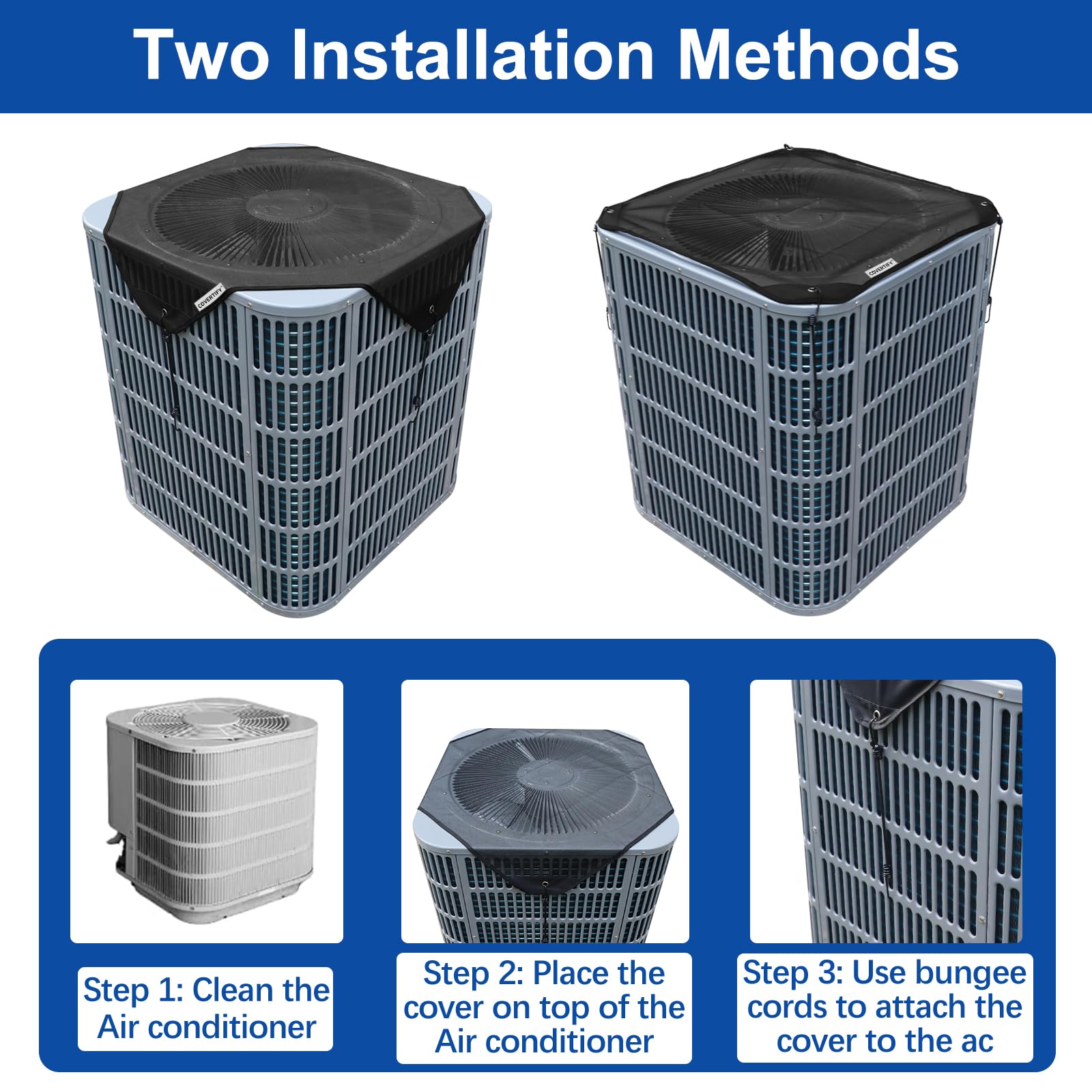 Central Air Conditioner Covers for Outside 36'' X 36'', Mesh AC Covers for Outside Unit, Breathable AC Conditioning Condenser Compressor Cover - Top Universal Defener for All Season