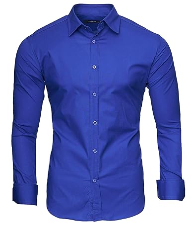 Kayhan Uni Herren-Hemd Slim-Fit Langarm-Hemden S-6XL