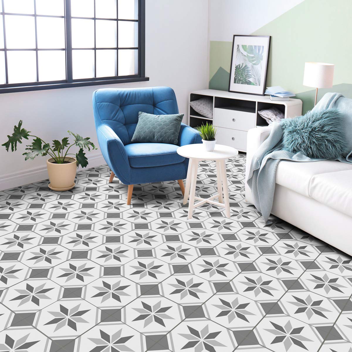 Aldara Azulejos, Aldara 1 Adhesive Floor Tile Sticker 60 x 100 cm