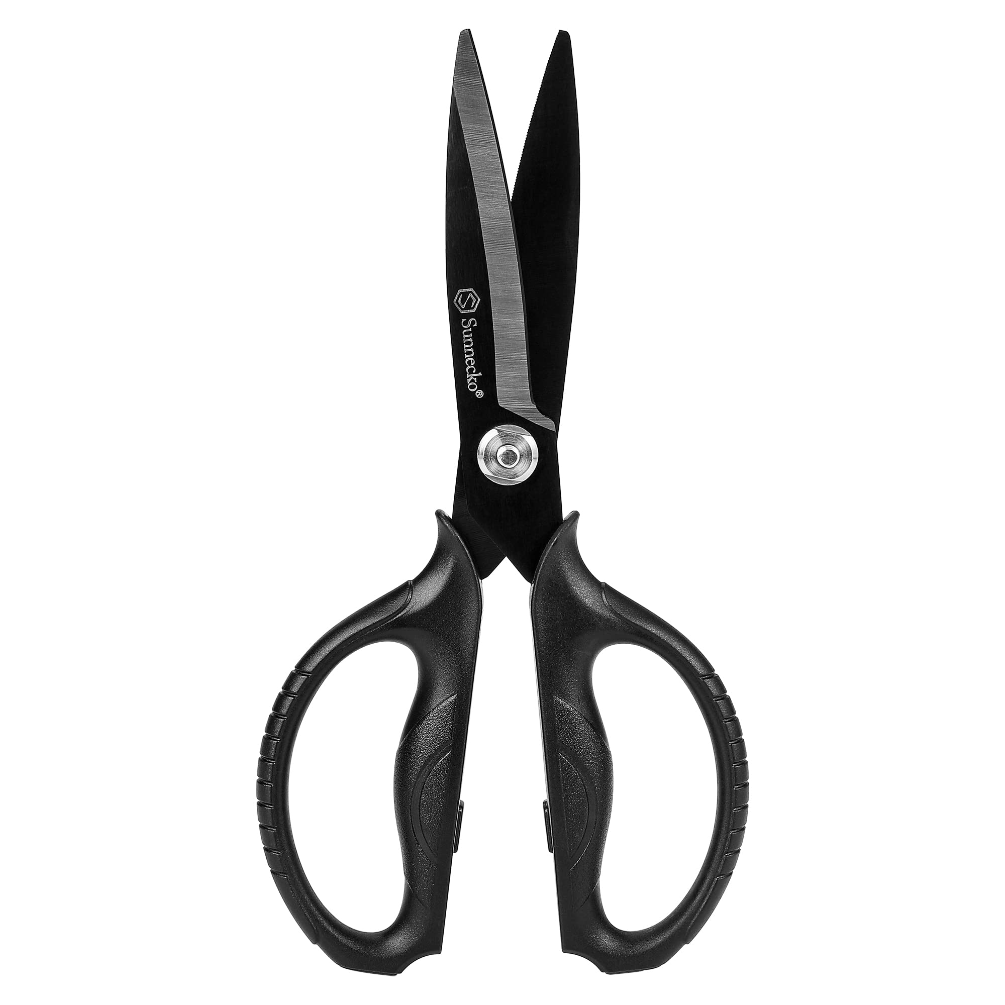 Sunnecko Heavy Duty Kitchen Scissors, Black Titanium Plated Japanese Kitchen Shears, Multipurpose 8 Inch Serrated Cooking Scissors, Detachable Blades, Ergonomic Handle, Anti-Slip and Rustproof