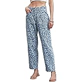 Kedera Womens Leopard Cargo Pants Straight Leg Cheetah Print Jeans Wide Leg Y2K Barrel Baggy Boyfriend Jeans with Pockets