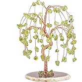 mookaitedecor Peridot Crystal Tree Tumbled Stones, Geode Agate Slices Base Money Tree Decoration for Wealth and Luck 5.7"-6.7"