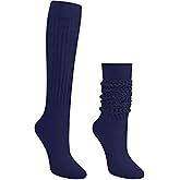 Auranso Slouch Socks Women Cotton Scrunch Knee High Long Knit Boot Socks 6-11