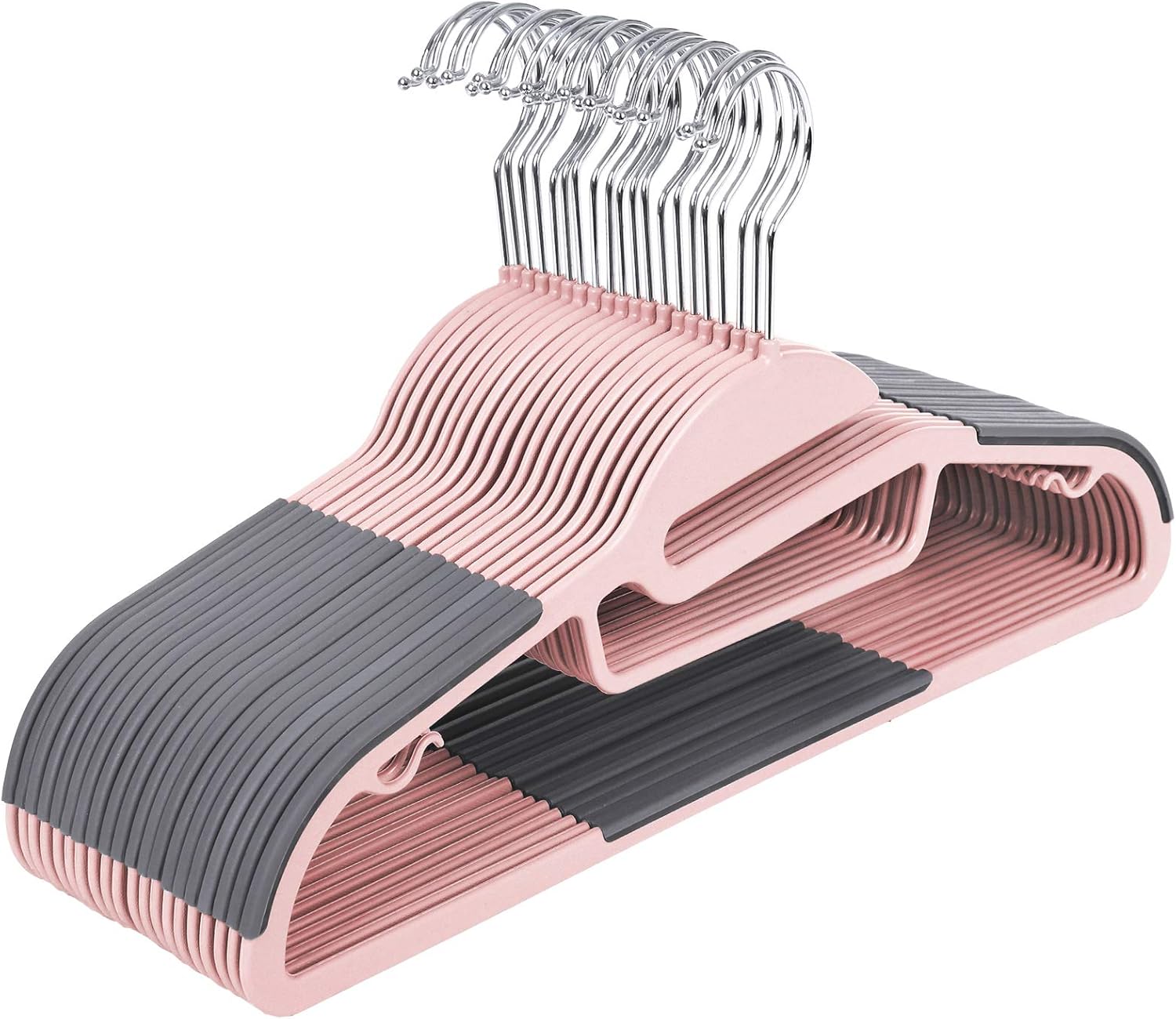 SONGMICS Plastic Clothes Hangers CRP041P01 with U-shaped Opening, Non-Slip and Space-Saving, 0.5 cm Thick, 41.5 cm Wide