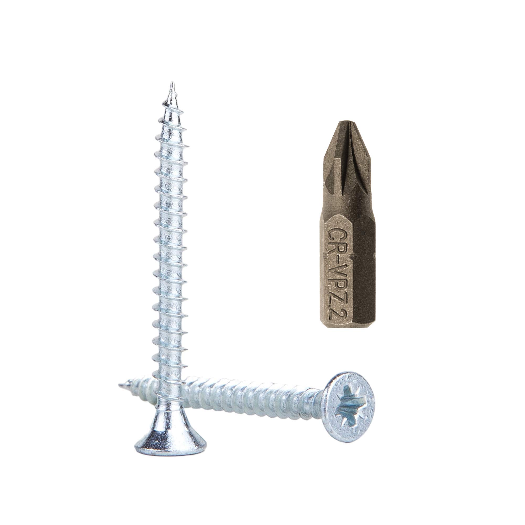 (Pack of 600 pcs) Zinc Plated Steel Wood Screws 4.5 x 40 mm, Pozi-drive Head Screws, Fasteners, Countersunk, Chipboard Screws (600)