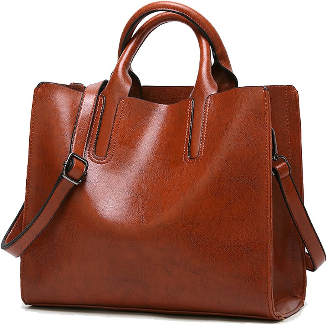 Coolives Women's Shopper Bag Made of PU Leather with Shoulder Strap Shoulder Bag Square Handbag for Women Disposable brown