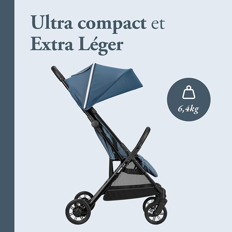 Poussette légère Quid², jusqu'à 22 kg, Compacte et Légère, Idéale pour l'Avion, Manta Blue