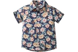 Aloha Shirts for Kids Boys Hawaiian Tropical Floral Print Dress Shirts Toddler Button Down Short Sleeve Beach Tops