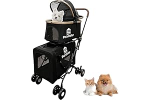 XINYI XL Extra-Large Double Pet Stroller, Running&Travel Pet Cart with Weather Cover, Cat&Dog Stroller for Large/Medium/Small Pets, Outdoor Pet Supplies