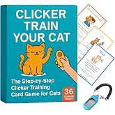 Cat Clicker Training Kit with 36 Trick Cards - Complete Set Includes Pet Clicker &amp; Progress Chart for Fun, Bonding, and Positive Behavior Training in Cats &amp; Kittens