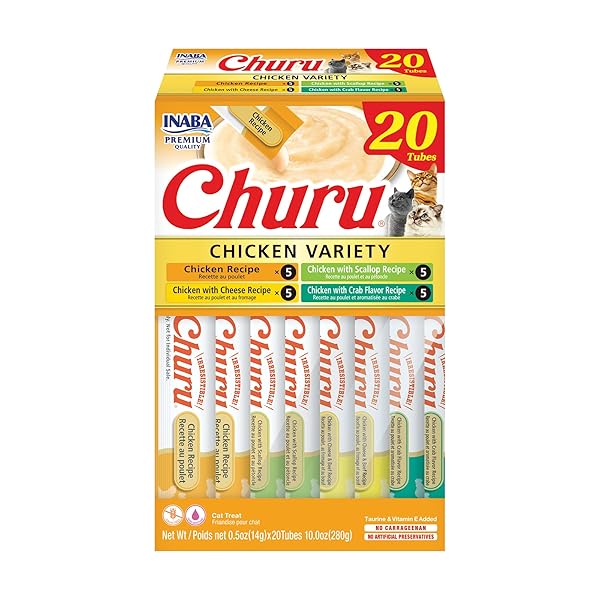INABA CHURU CAT TREATS, LICKABLE, SQUEEZABLE CREAMY PURÉE...