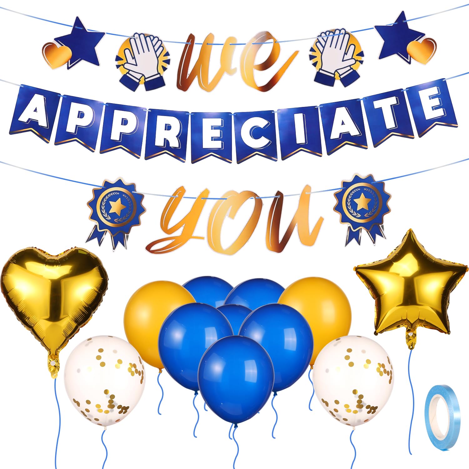 We Appreciate You Banner Set, Staff & Employee Appreciation Decoration Include Glitter Banners Latex Foil Balloons Thank You Banner Nurses & Teacher Appreciation Party Decoration for Doctor