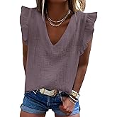 Dokotoo Womens 2026 Cute V Neck Ruffle Sleeveless Shirts Elegant Tank Tops Blouses