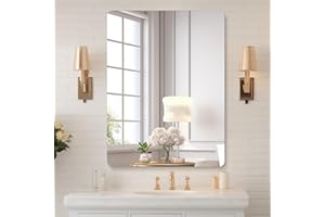 Mirrorons 18" x 24" Frameless Bathroom Mirror, Rounded Corner Bathroom Vanity Mirror, Modern Wall Mounted Vanity Mirror for L