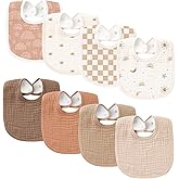 Konssy Muslin Baby Bibs 8 Pack Baby Bandana Drool Bibs Cotton for Unisex Boys and Girls, Soft Absorbent Set for Teething and Drooling