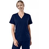 Bovchies Scrub Tops For Women, Soft V-Neck Scrubs Top with 4 Pockets, 2-Way Stretch and Durable Fabric Medical Uniform Top