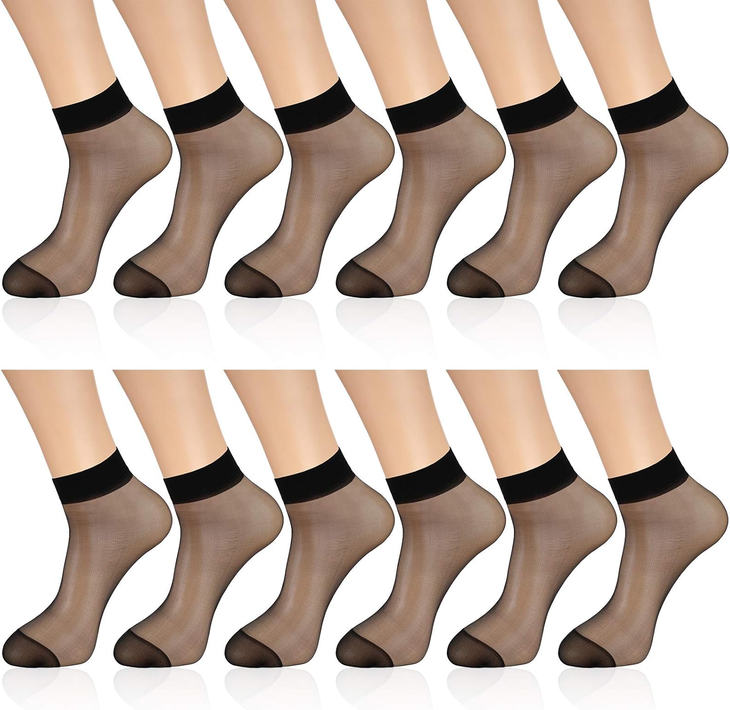 12 Pairs Sheer Ankle Socks Thin Nylon Transparent Ankle High Hosiery