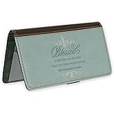 Christian Art Gifts Teal Faux Leather Checkbook Cover for Women with Inspirational Scripture