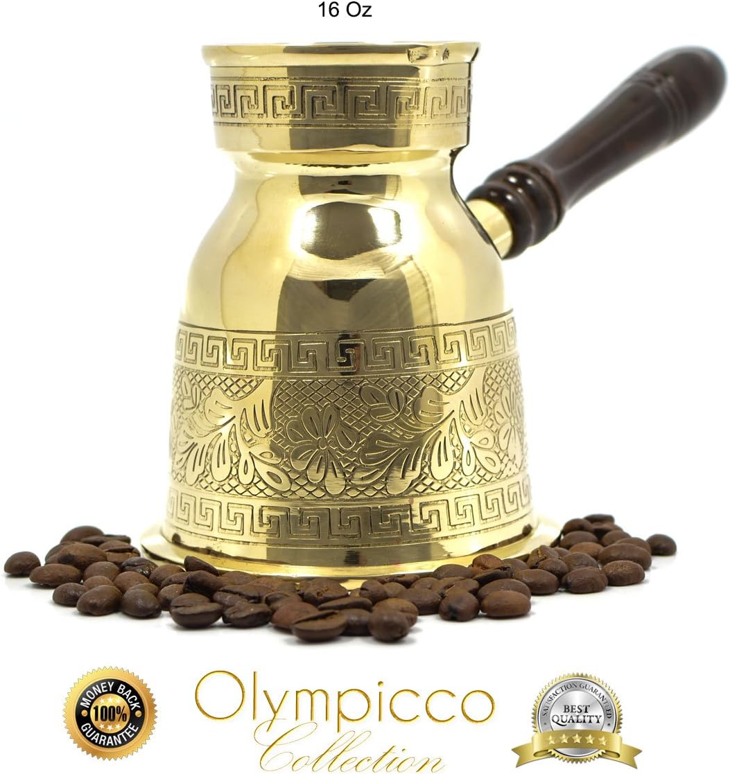 Greek Turkish Coffee Pot Solid Brass 3mm Handmade Elegant