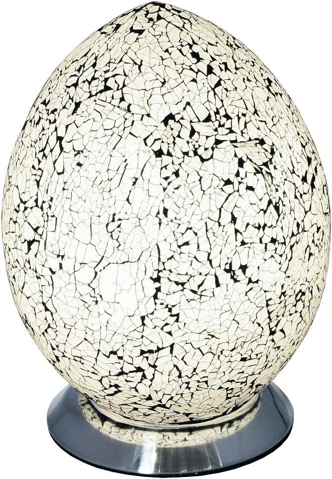 Britalia LED White Mosaic Glass Vintage Egg Table Lamp 30cm 470 Lumen Warm White LED Lamp