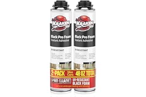 Kraken Bond Black Spray Waterfall Foam Sealant - (2x24oz) Expanding Polyurethane Pond Foam Sealer Black, UV Resistant Insulating Spray for Landscape & Exterior, Gun Use, Gun Not Included, 2 Pack