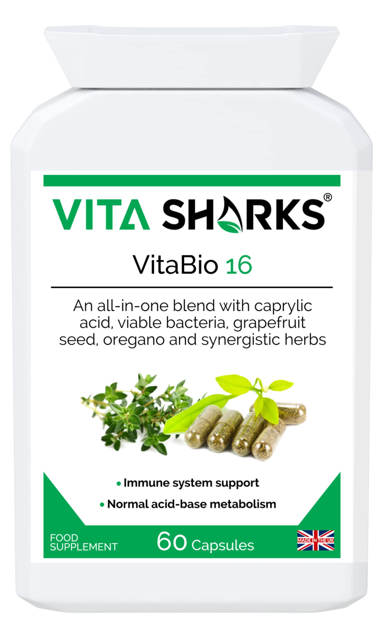 VitaBio 16 Bowel & Colon Cleansing. Natural Digestive Health, Vegan Gut & Immune Support. Kosher Detox & Cleanse. Anti-Viral, Anti-Fungal, Anti-Bacterial Formula
