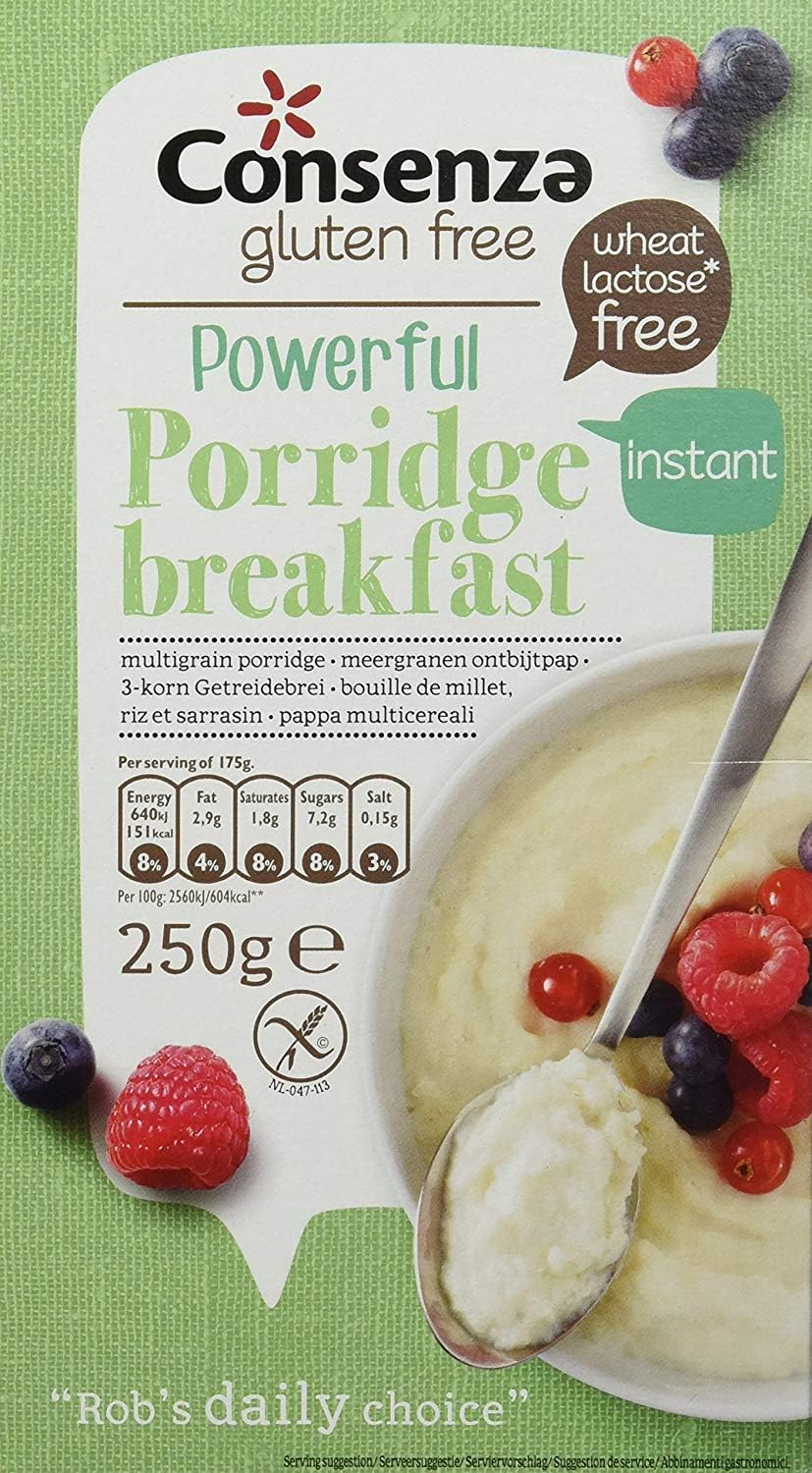 Consenza Gluten Free Powerful Porridge Breakfast - 5 x 250g | Instant Multigrain Porridge (Import)