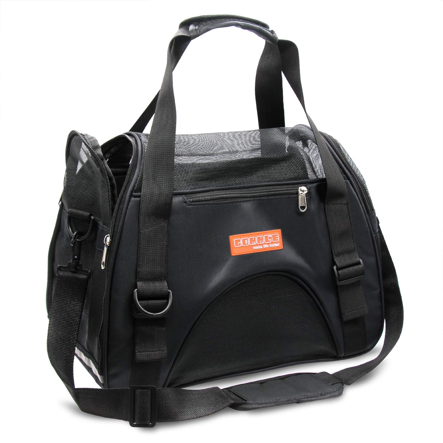 Pet Travel Carriers for Cats and Dogs, Soft Sided Portable Dogs Cats Bags Dog Carrier, Zipper Lock Collapsible Cat Carrier Puppy Kittens Rabbits Hamster Bag, Airline Approved Underseat, Black