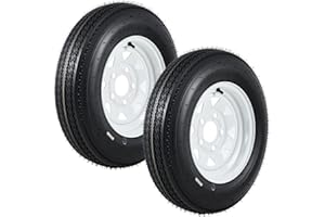5.30-12 530-12 530X12 Trailer Tire and Wheel Assembly, Heavy-Duty Load Range C 6PR, 5 Lug White Modular Wheel, 12 Inch Tires 