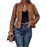 SOLY HUX Women's Faux Suede Open Front Cardigan Jacket Long Sleeve Casual Vintage Outerwear